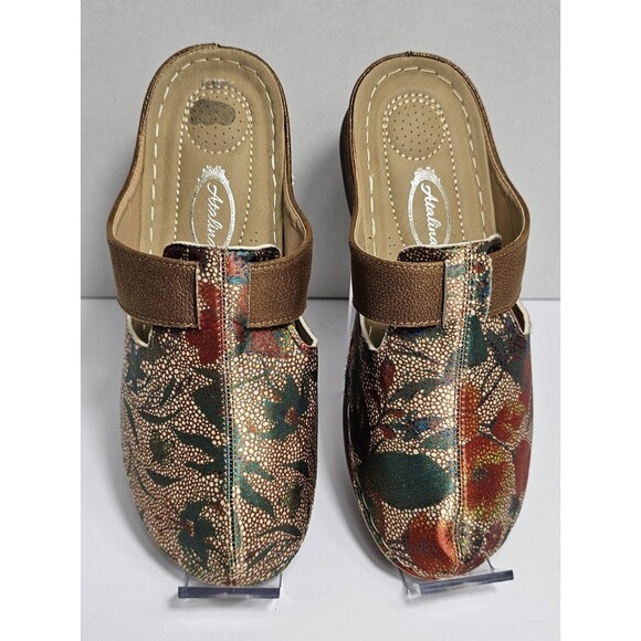 NWT ATALINA Women's #DC9016 Cut-Out Comfort Clog Mule 7.5W coral print slide on - Picture 2 of 6